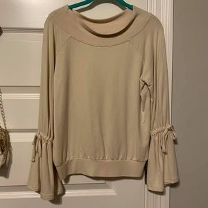 Off the shoulder bell sleeve shirt